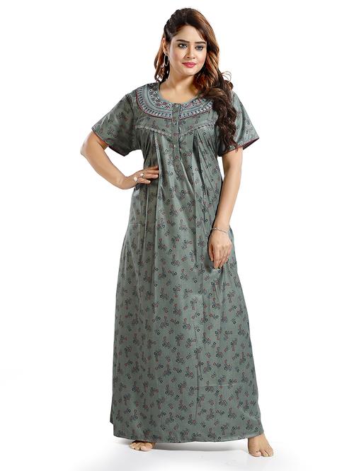 women printed detailed short sleeves nighty - 21555277 - Very Small Image - 1