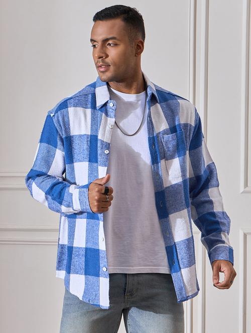 men checkered oversized casual shirt - 21555382 - Very Small Image - 1