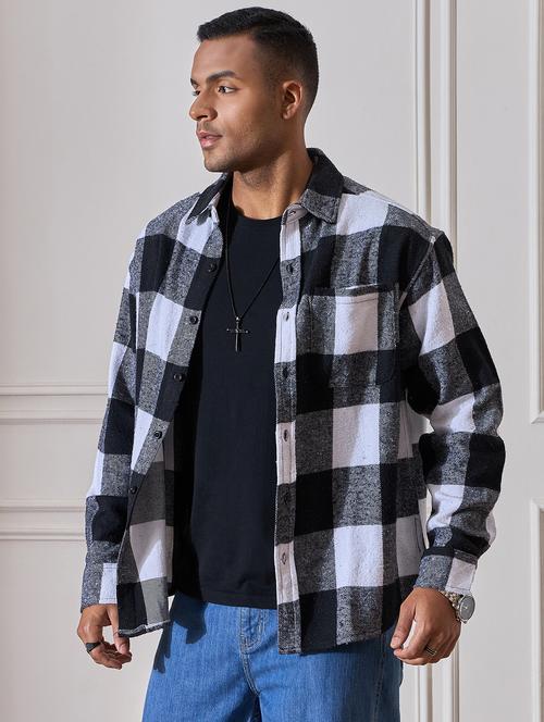 men checkered oversized casual shirt - 21555384 - Very Small Image - 1