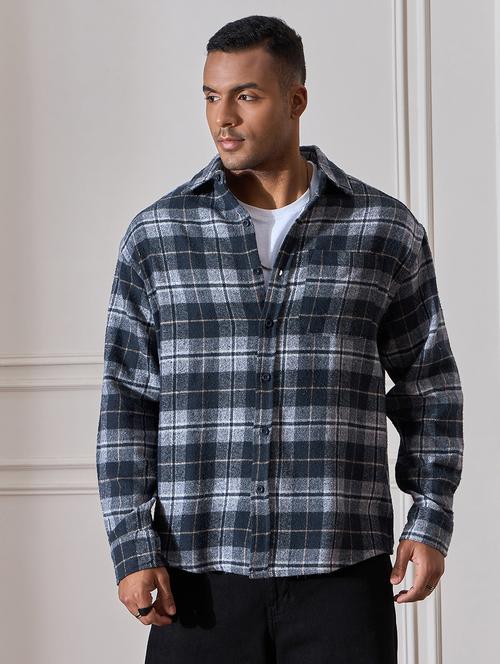 men checkered oversized casual shirt - 21555386 - Very Small Image - 1