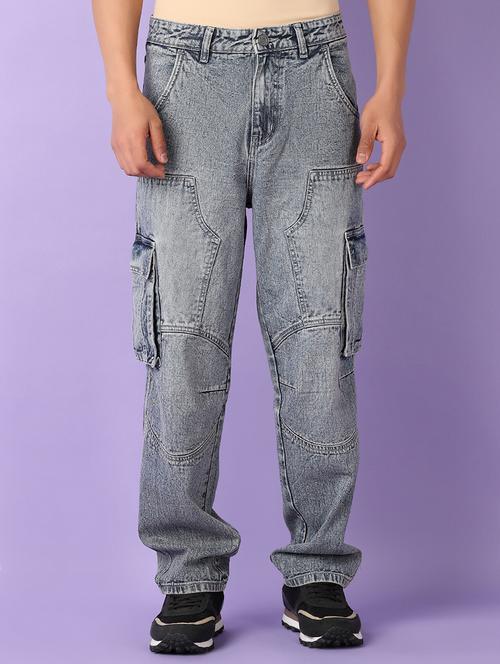 men grey solid cargo - 21555724 - Very Small Image - 1