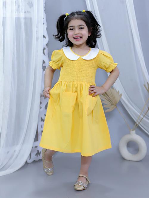 girls solid short sleeves frock - 21555726 - Very Small Image - 1