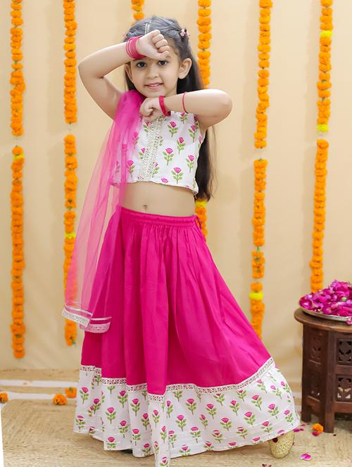 girls printed sleeveless lehenga choli set - 21555836 - Very Small Image - 1