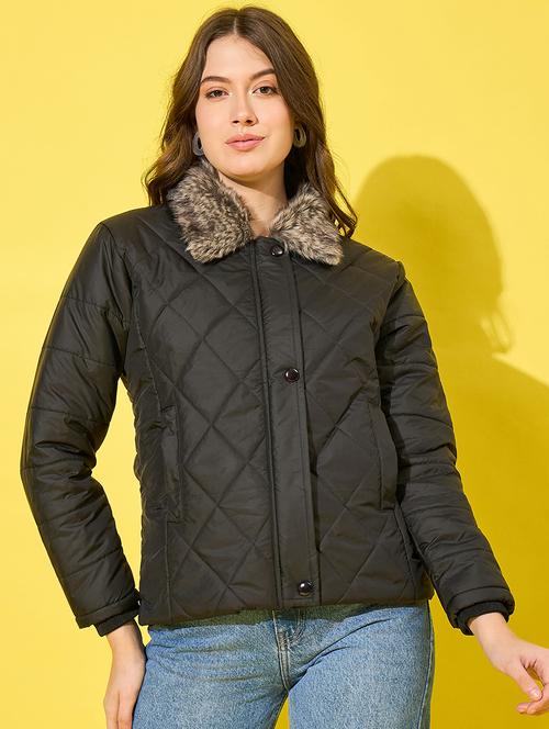 women solid long sleeve quilted jacket  - 21555876 - Very Small Image - 1