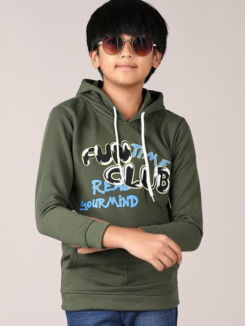 boys front print long sleeve hooded sweatshirt - 21556060 - Very Small Image - 1