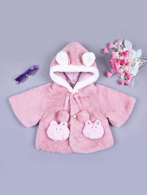 girls solid fur long sleeve jacket - 21556212 - Very Small Image - 1