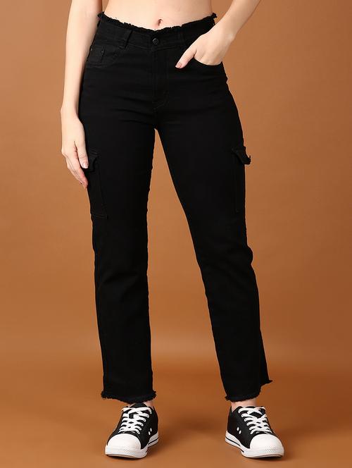 women solid mid rise cargo - 21556398 - Very Small Image - 1