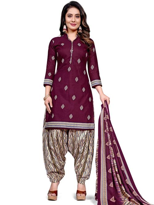 women printed unstitched suit set - 21557145 - Very Small Image - 1