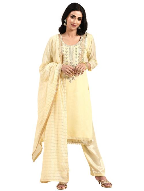 women solid with work unstitched suit - 21557224 - Very Small Image - 1