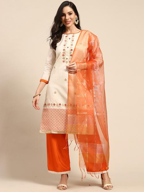 women solid with work unstitched suit - 21557227 - Very Small Image - 1