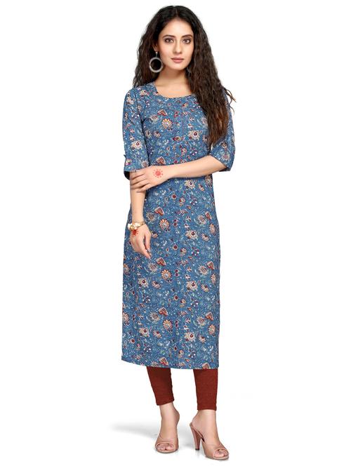 women three quarter sleeve straight kurta - 21557622 - Very Small Image - 1