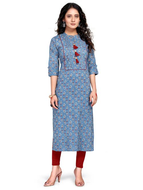 women three quarter sleeve straight kurta - 21557625 - Very Small Image - 1