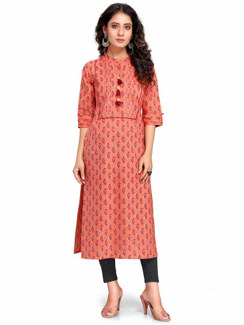 women three quarter sleeve straight kurta - 21557687 - Very Small Image - 1