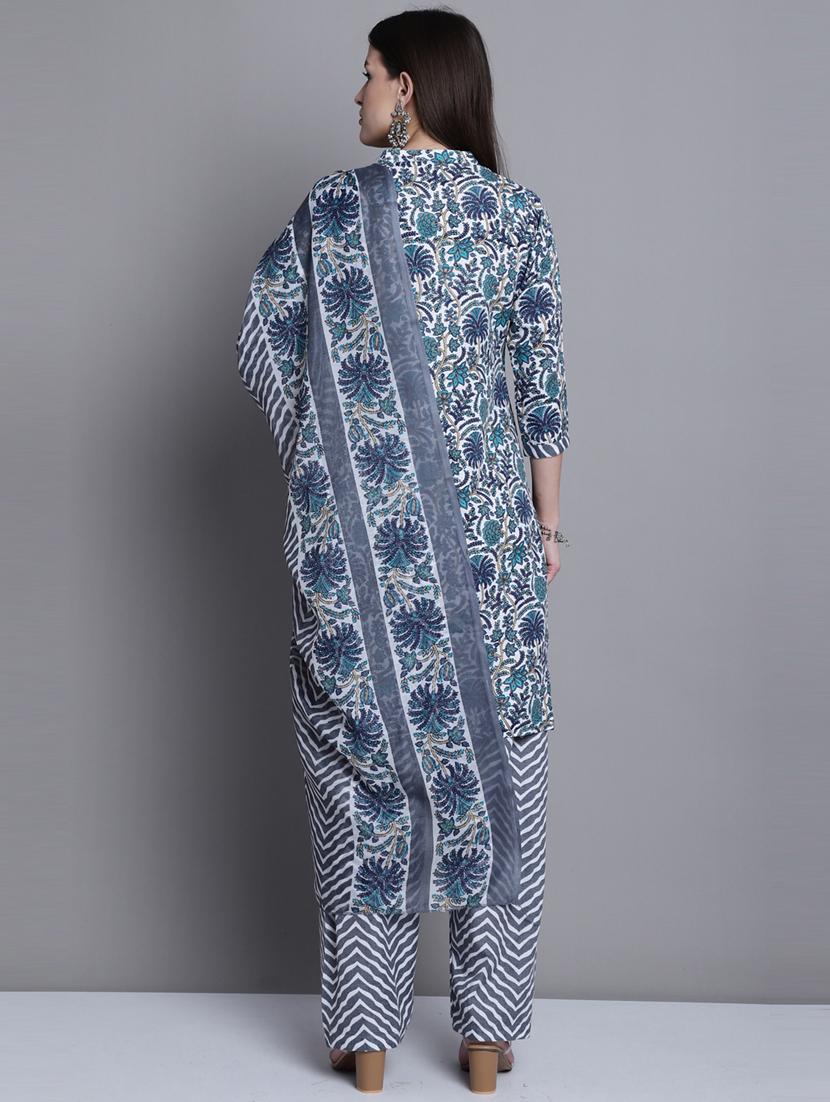 women three quarter sleeve printed suit set - 21558216 - Zoom Image - 2