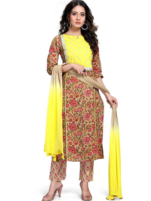 women floral kurta pant set with dupatta - 21558380 - Very Small Image - 1