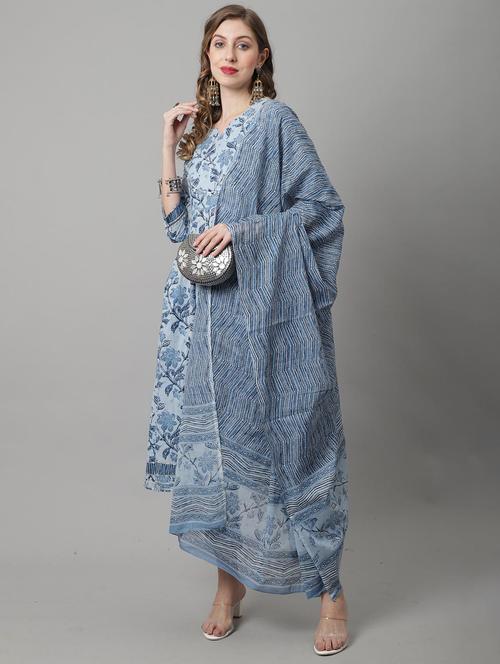 women three quarter sleeve kurta pant with dupatta set - 21558548 - Very Small Image - 1