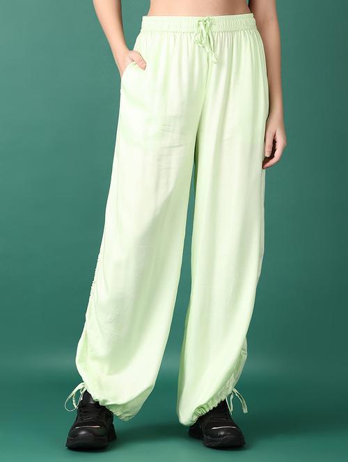 women solid side slit elasticated hem trouser - 21558799 - Very Small Image - 1