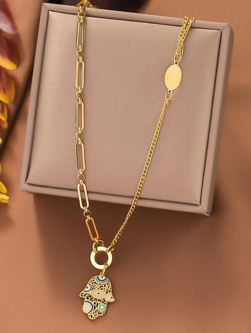 gold stainless steel chain necklace - 21559195 - Very Small Image - 1