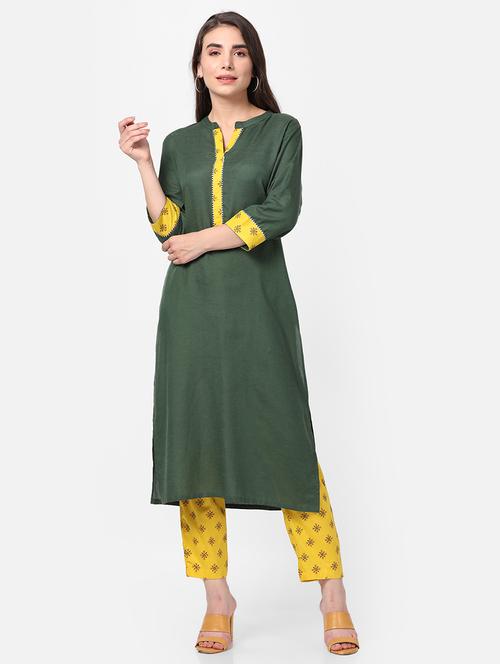 women green solid kurta pant set - 21559409 - Very Small Image - 1