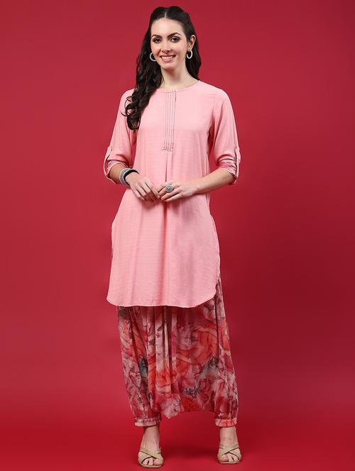 women solid roll up sleeve kurta salwar set - 21559450 - Very Small Image - 1
