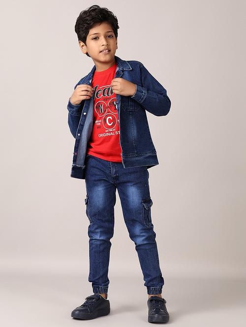 boys printed t-shirt & jeans with jacket - 21560594 - Very Small Image - 1