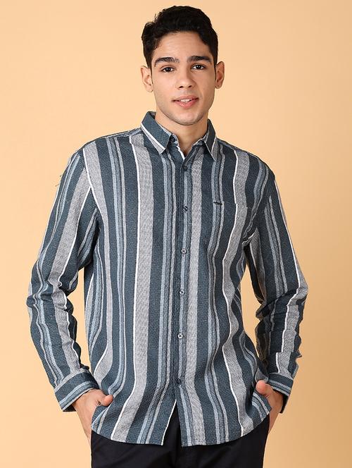 men long sleeves striped casual shirt - 21560603 - Very Small Image - 1