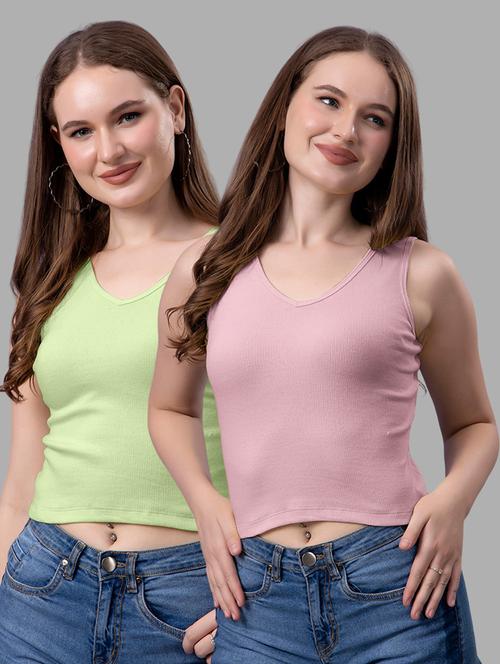 women pack of 2 solid sleeveless crop top - 21561163 - Very Small Image - 1