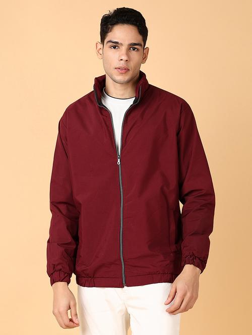 men maroon solid casual jacket - 21561297 - Very Small Image - 1
