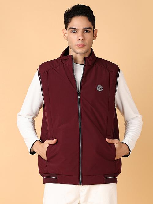 men maroon solid casual jacket - 21561298 - Very Small Image - 1