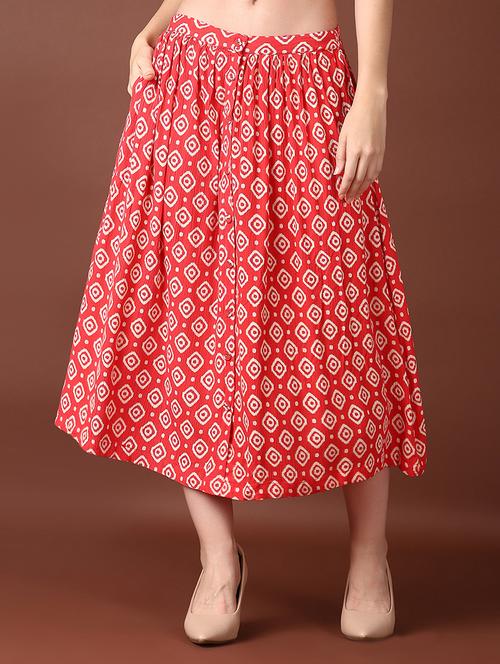 women printed mid rise flared skirt with pocket - 21561706 - Very Small Image - 1