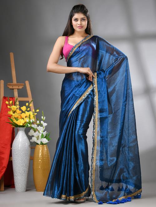 women solid with bordered saree  with blouse - 21562052 - Very Small Image - 1