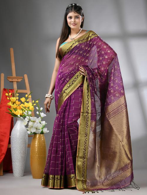 women self design handloom saree with blouse - 21562075 - Very Small Image - 1