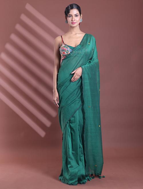 women solid with work sequined detailed saree with blouse - 21562161 - Very Small Image - 1
