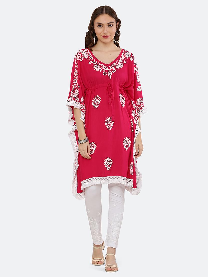 women floral embroidered lace detailed kaftan - 21562189 - Standard Image - 2