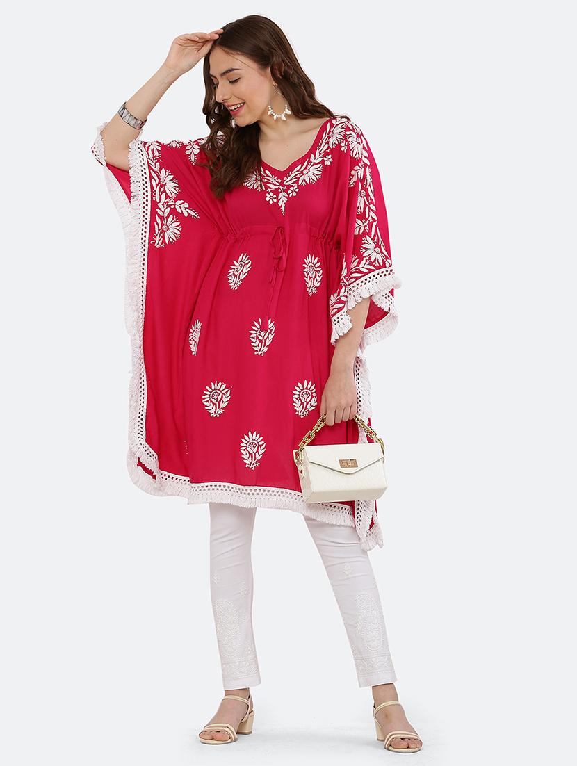 women floral embroidered lace detailed kaftan - 21562189 - Standard Image - 3