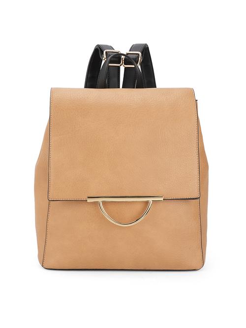 tan textured leatherette backpack - 21562334 - Very Small Image - 1