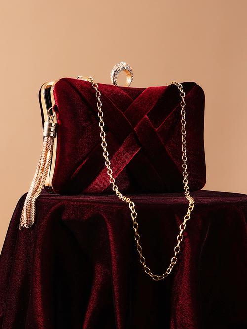 women wine metal box clutch - 21562384 - Very Small Image - 1