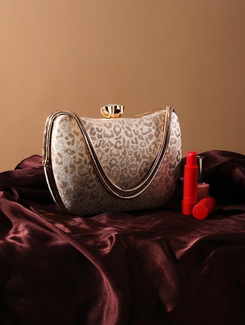 women gold metal box clutch - 21562389 - Very Small Image - 1