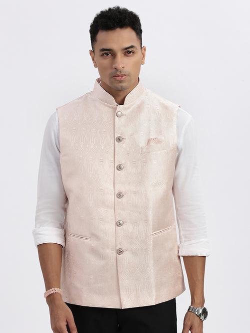 men self design mandarian neck nehru jacket - 21562485 - Very Small Image - 1