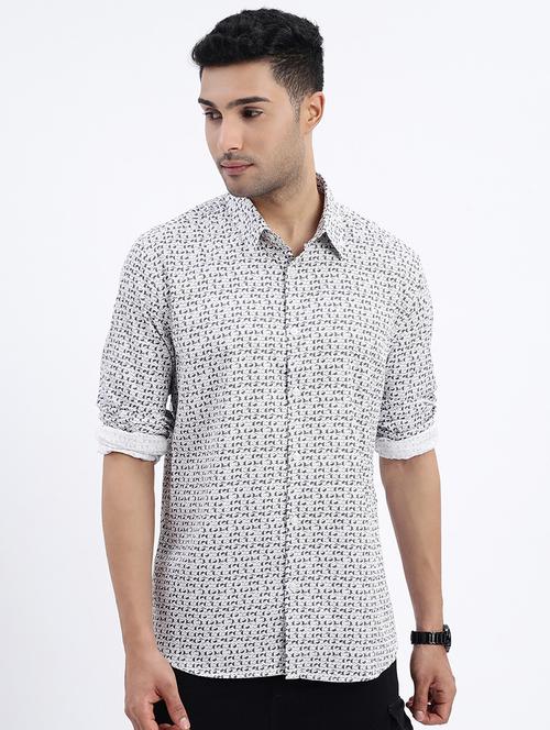 men geometric long sleeve casual shirt - 21562506 - Very Small Image - 1