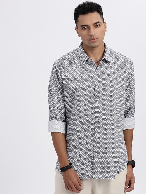 men printed long sleeve casual shirt - 21562509 - Very Small Image - 1