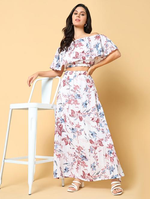 women printed top and skirt co-ord set - 21562615 - Very Small Image - 1
