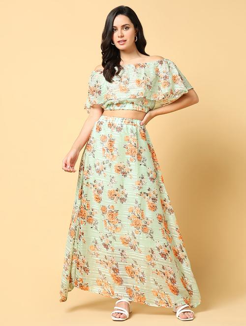 women printed top and skirt co-ord set - 21562625 - Very Small Image - 1