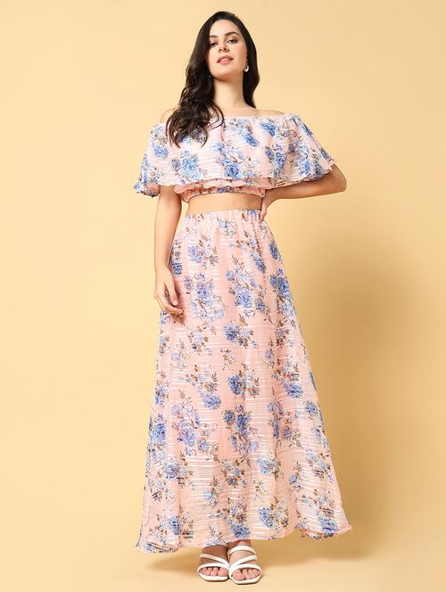 women printed top and skirt co-ord set - 21562626 - Very Small Image - 1