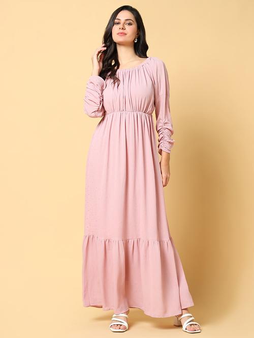 women solid puff sleeve tiered dress - 21562628 - Very Small Image - 1