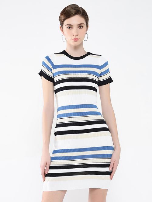 women striped short sleeve bodycon dress - 21562640 - Very Small Image - 1