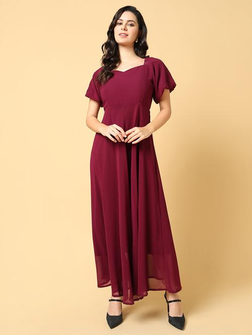 women solid short sleeves a-line dress - 21562666 - Very Small Image - 1