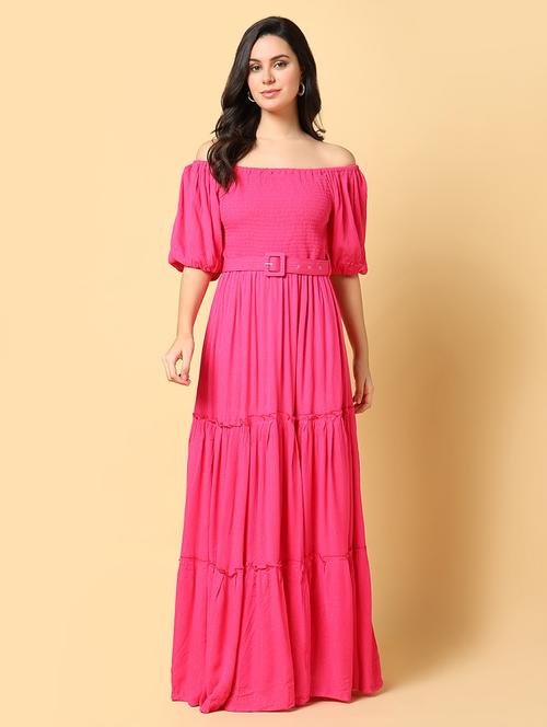 women solid off shoulder tiered dress - 21562680 - Very Small Image - 1