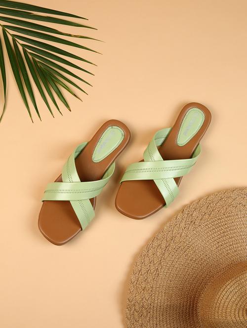 women green slip on sandal - 21562903 - Very Small Image - 1