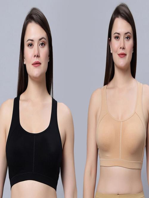 women pack of 2 solid sports bra - 21563651 - Very Small Image - 1